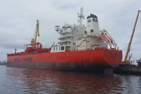 The tanker Bow Trident in the port of Casablanca, Morocco.