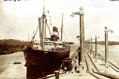 These are photos and photo postcards of an early crossing of the Panama Canal