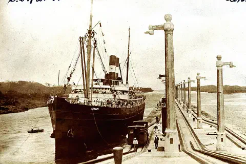 An early crossing of the Panama Canal.