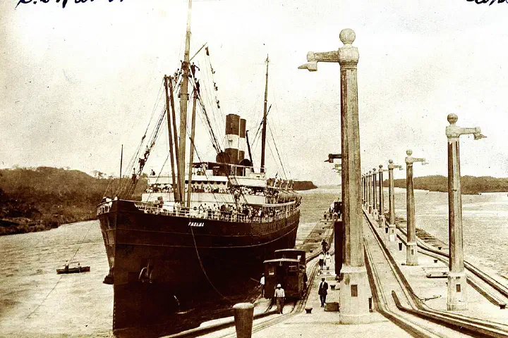 An early crossing of the Panama Canal.