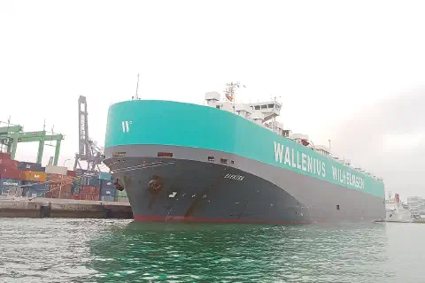 The car carrier Elektra in the port of Casablanca, Morocco.