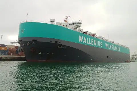 The car carrier Elektra in the port of Casablanca, Morocco.