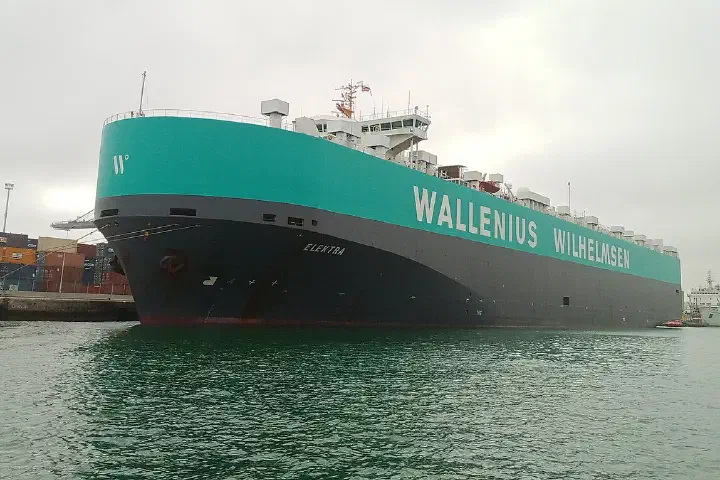 The car carrier Elektra in the port of Casablanca, Morocco.