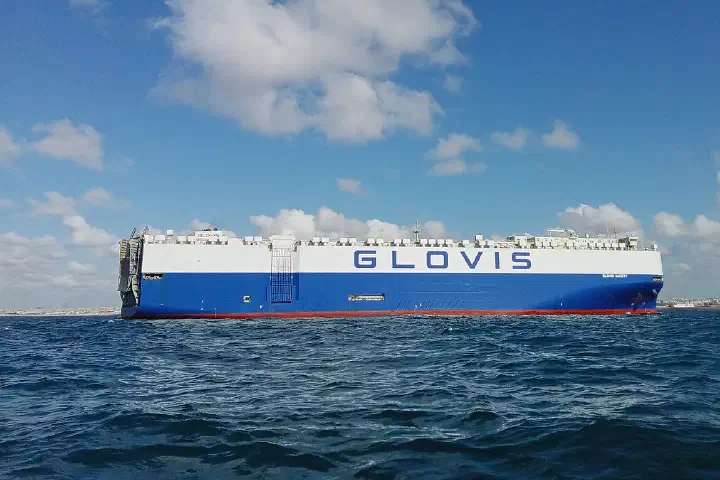 The car carrier Glovis Safety off Casablanca, Morocco.
