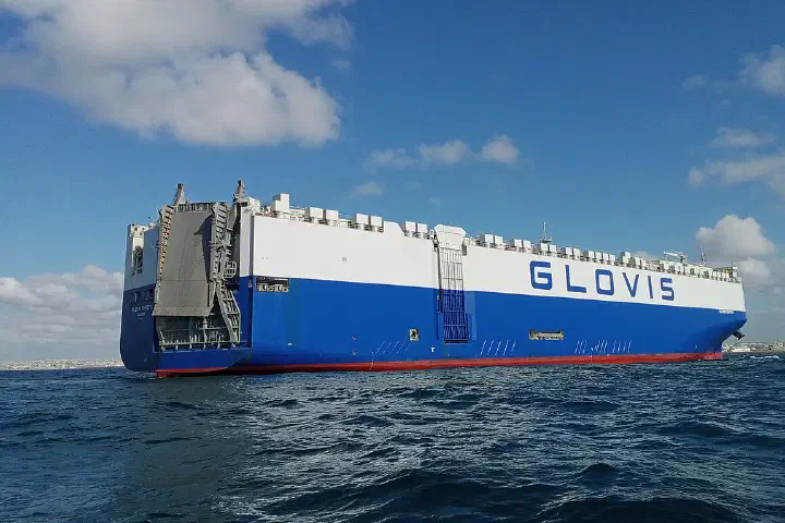 The car carrier Glovis Safety off Casablanca, Morocco.