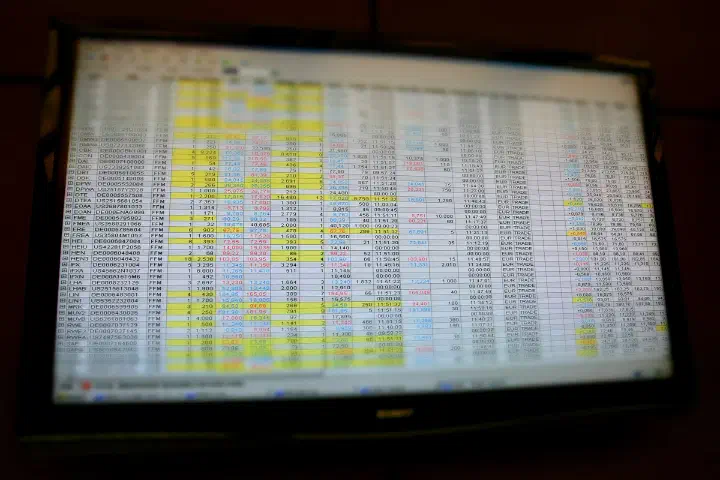 Market data screens at the Frankfurt Stock Exchange