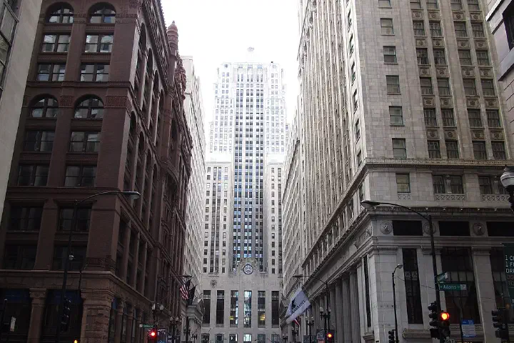 The Chicago Board of Trade Building, a skyscraper in Chicago.
