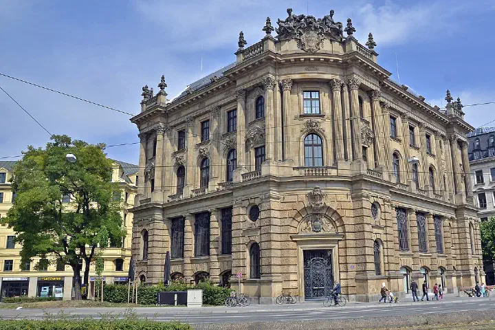 The historic Deutsche Bank building at Lenbachplatz 2 in Munich.
