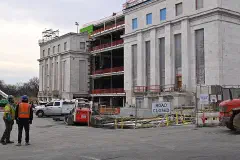 View from the northeast looking southwest of construction on the east side of the Marriner S. Eccles Federal Reserve headquarters building on