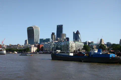 The City of London skyline from Tower Bridge.