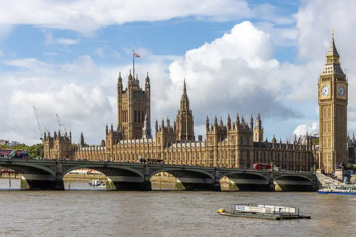 Westminster Bridge and the Palace of Westminster, London.