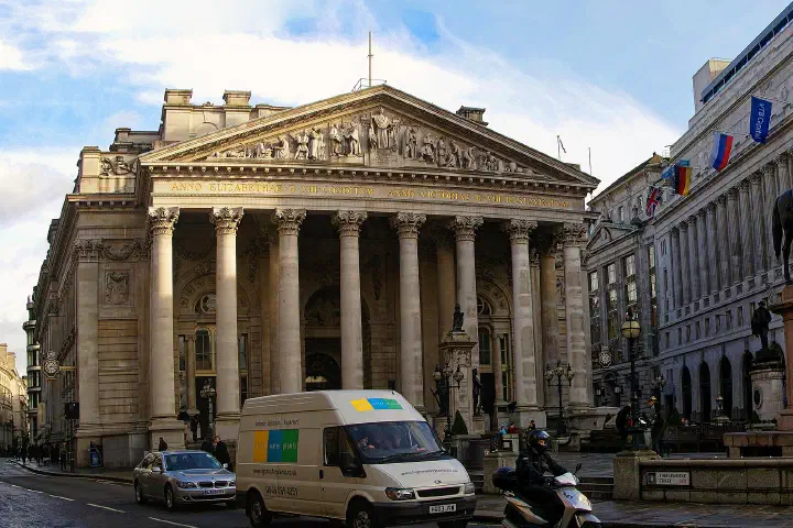 The Royal Exchange on Threadneedle Street, London.