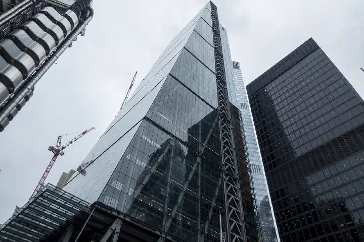The Leadenhall Building, seen from Leadenhall Street in the City of London.
