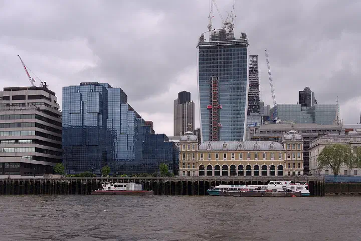 Looking across the Thames to Custom House from Tower Pier.