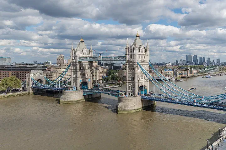Tower Bridge viewed from the balcony at City Hall.