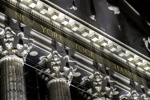 New York Stock Exchange signage on Broad Street.