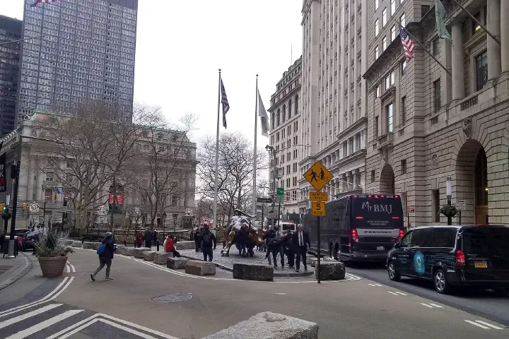 Bowling Green, at the foot of Broadway in Lower Manhattan.