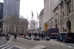 Bowling Green, at the foot of Broadway in Lower Manhattan