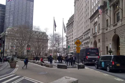 Bowling Green, at the foot of Broadway in Lower Manhattan