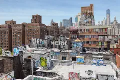 Rooftop graffiti around 47 Monroe Street.