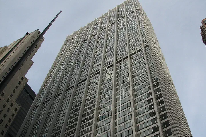 One Chase Manhattan Plaza (Skidmore, Owings & Merrill, 1960), among the tallest buildings in New York City.