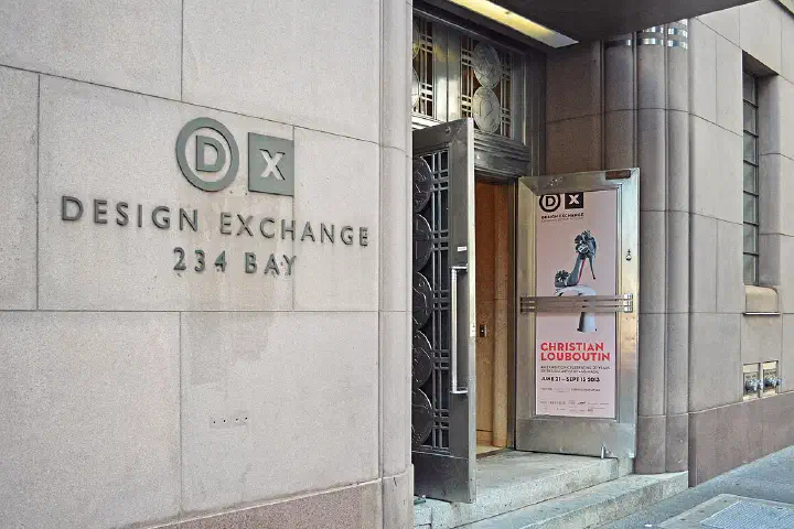 A Christian Louboutin exhibition at the Design Exchange in Toronto, housed in the old Toronto Stock Exchange building.